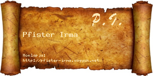 Pfister Irma névjegykártya